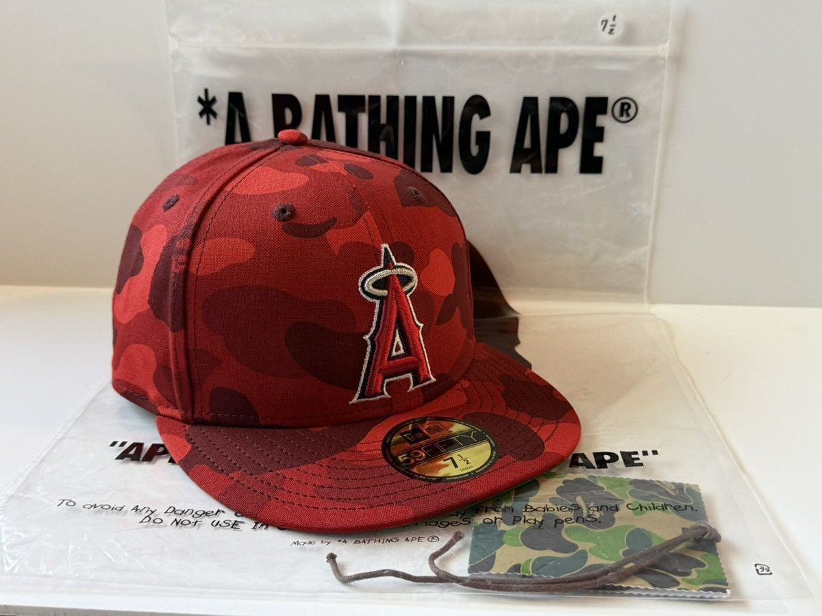 Bape BAPE x MLB New Era 59Fifty Fitted Cap Angels Camo Red 7 1/2 Size ONE SIZE - 1 Thumbnail