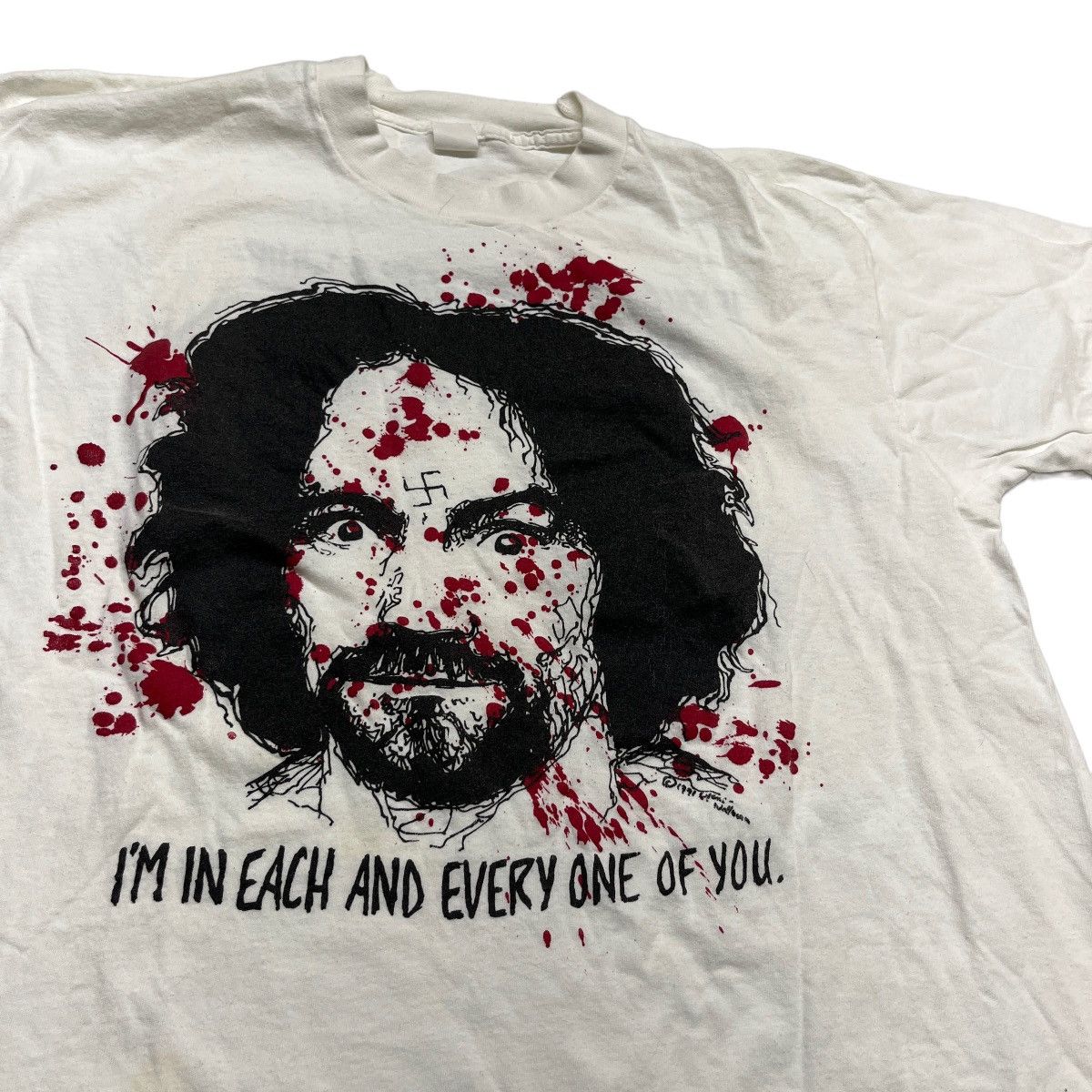 Fruit Of The Loom × Vintage 80s Charles Manson I’m In Each & Every One of You Tee Size US L / EU 52-54 / 3 - 2 Thumbnail