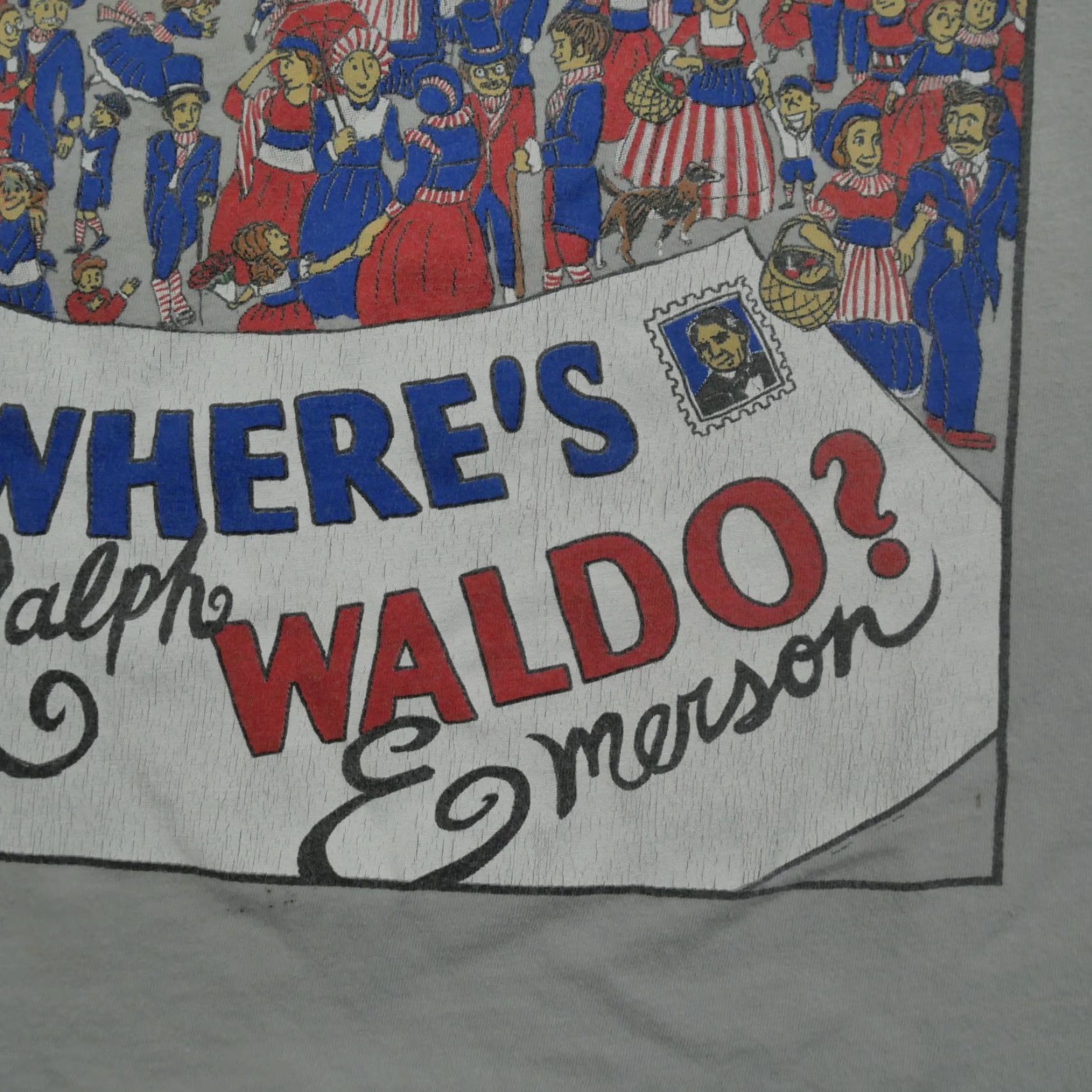 Vintage Ralph Waldo Emerson T Shirt Mens XL Grey Wheres Waldo Adult Philosophy Shirt Mens XL Grey Size US XL / EU 56 / 4 - 3 Thumbnail