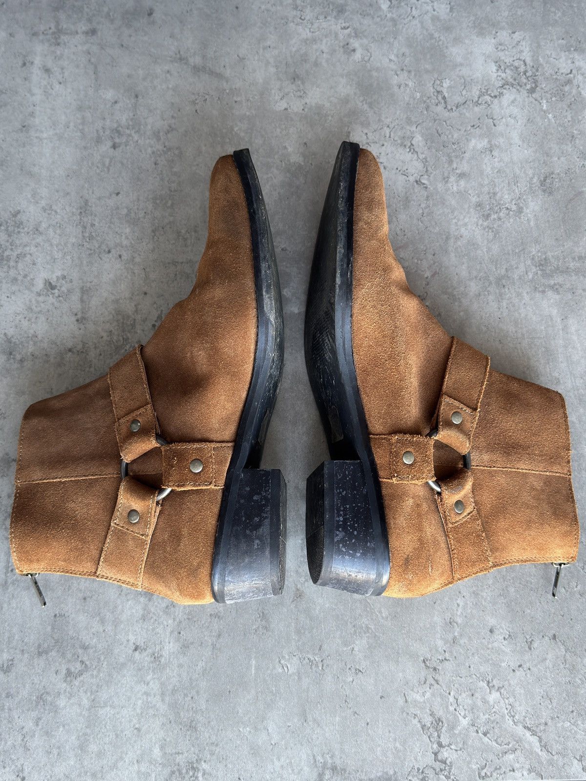 Vintage Vintage Zip Suede Moto Boots GUIDI style western harness Size US 8.5 / EU 41-42 - 3 Thumbnail