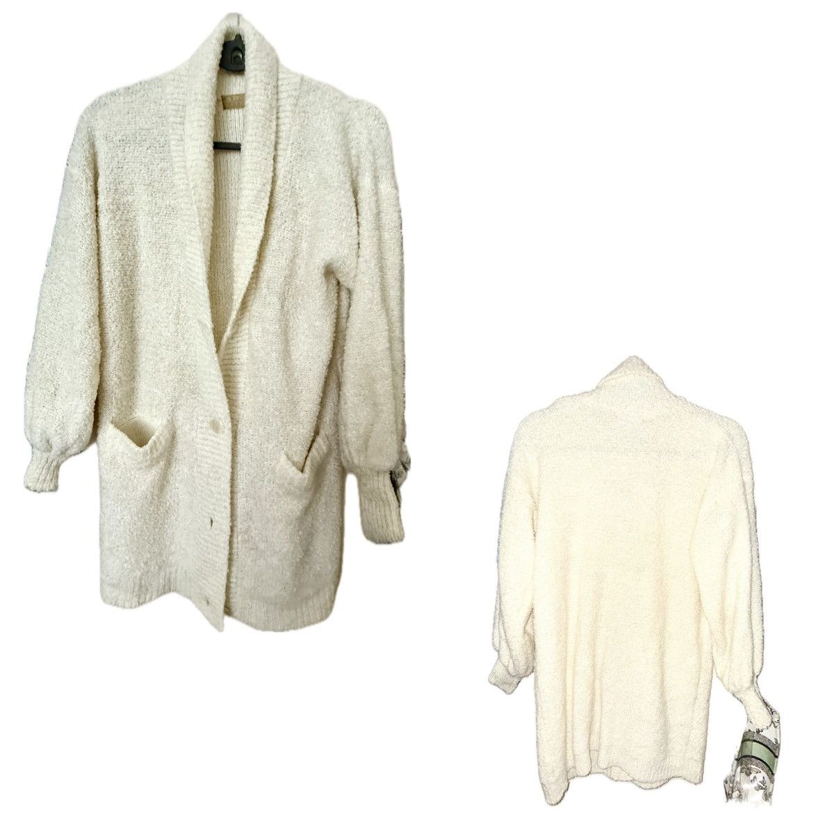 Robinson Les Bains Vintage 80’s Robinsons Cream Knit Long Sleeve Cardigan Size M / US 6-8 / IT 42-44 - 3 Thumbnail