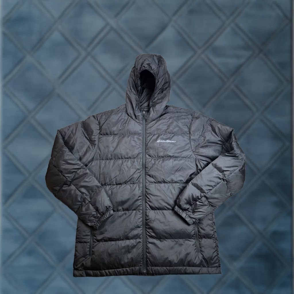 Eddie Bauer Eddie Bauer Jacket Mens Large Black Hooded Down Wide Channel Puffer Full Zip Size US L / EU 52-54 / 3 - 1 Thumbnail