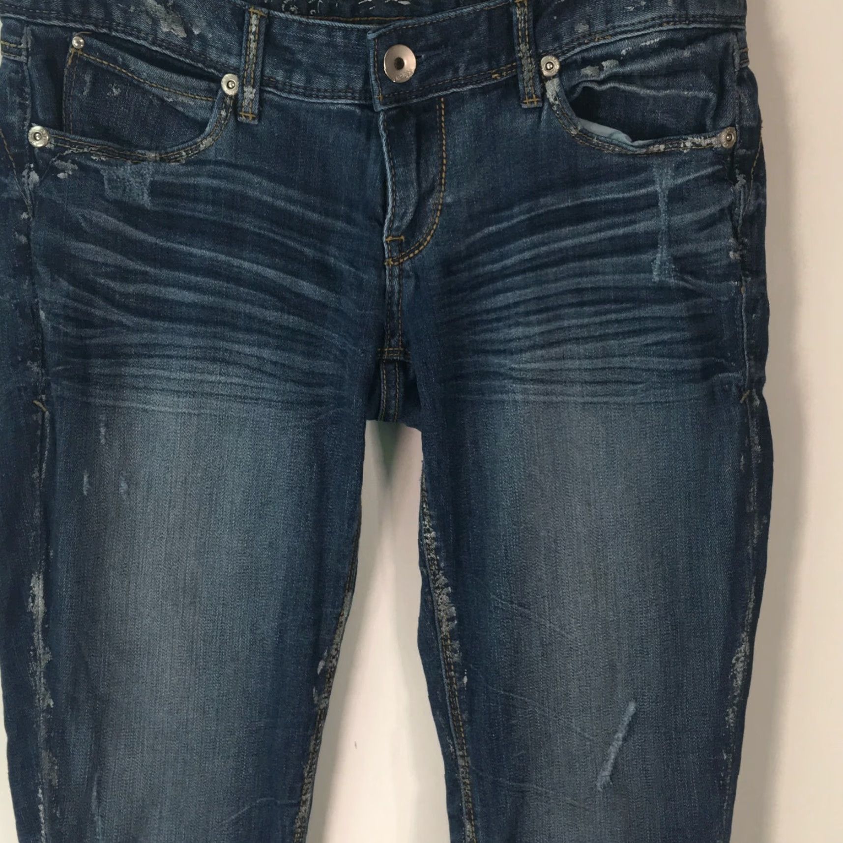Express VINTAGE Express Womens Casual Regular Flat Front Distressed Blue Leggings Jeans Size 4 Size 27" / US 4 / IT 40 - 3 Thumbnail