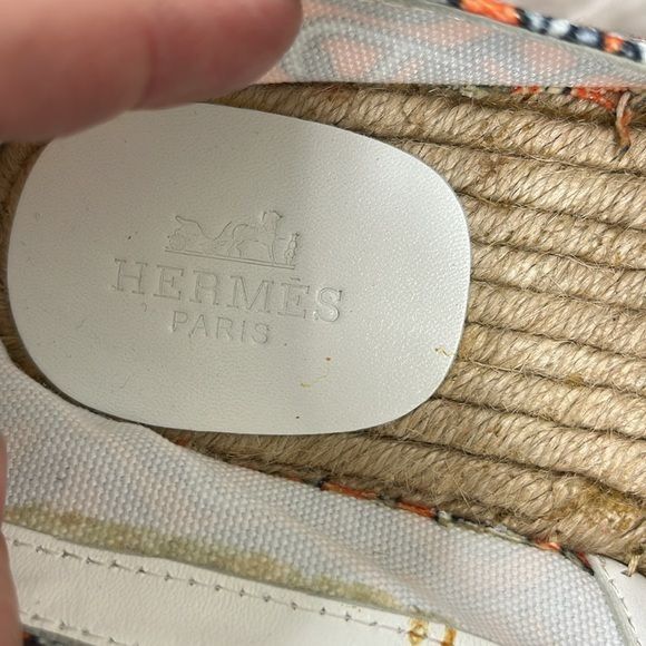 Hermes Hermes Printed Woven Chain Jute Espadrille Flats Size US 8 / IT 38 - 10 Thumbnail