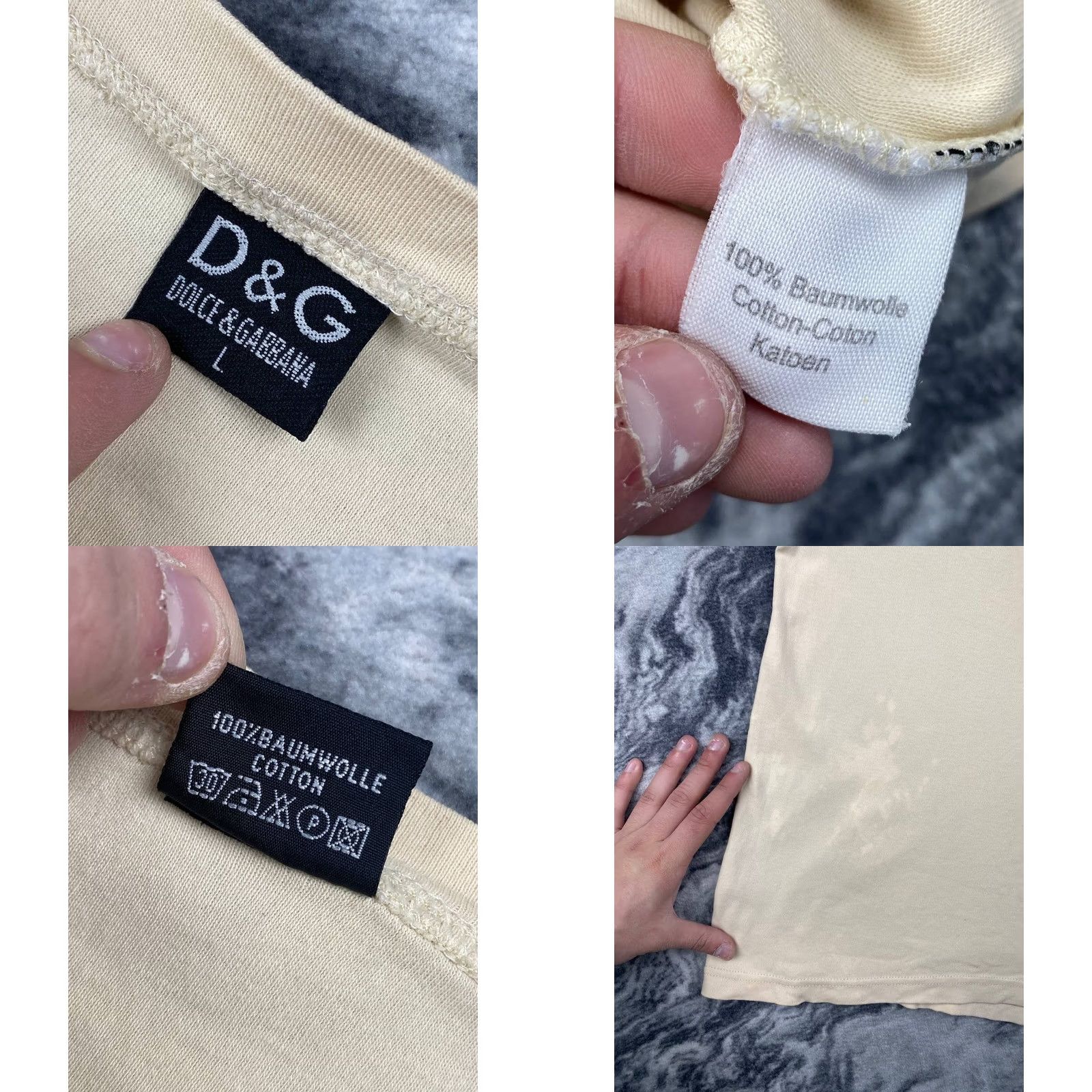 Dolce & Gabbana VINTAGE Dolce&Gabbana Big Logo 90s T Shirt Men L Beige DG Logo Crew Neck Short Sleeve Cotton Regular Mens Size US L / EU 52-54 / 3 - 9 Thumbnail