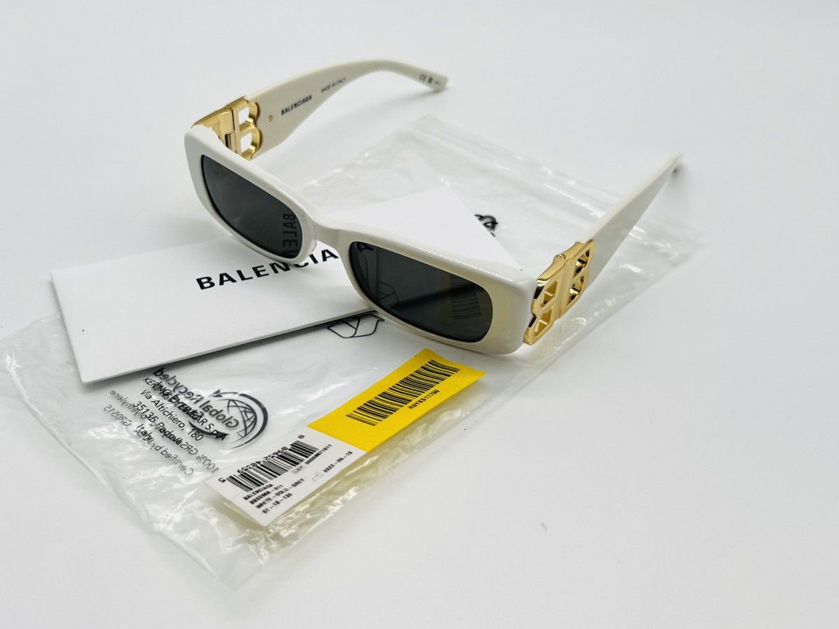 Balenciaga BB0096S 011 White Gold Balenciaga Sunglasses