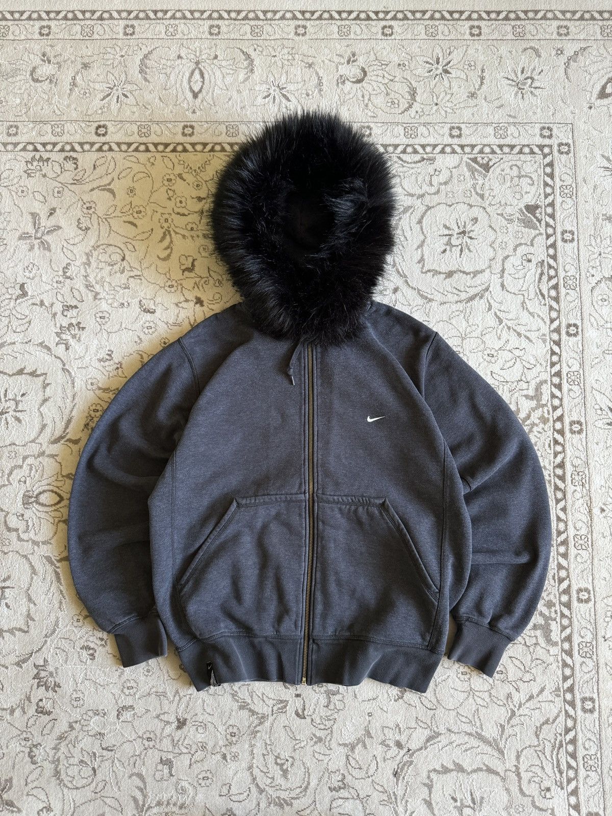 Vintage Nike Fur Zip Hoodie y2k Ifsixwasnine LGB Japanese