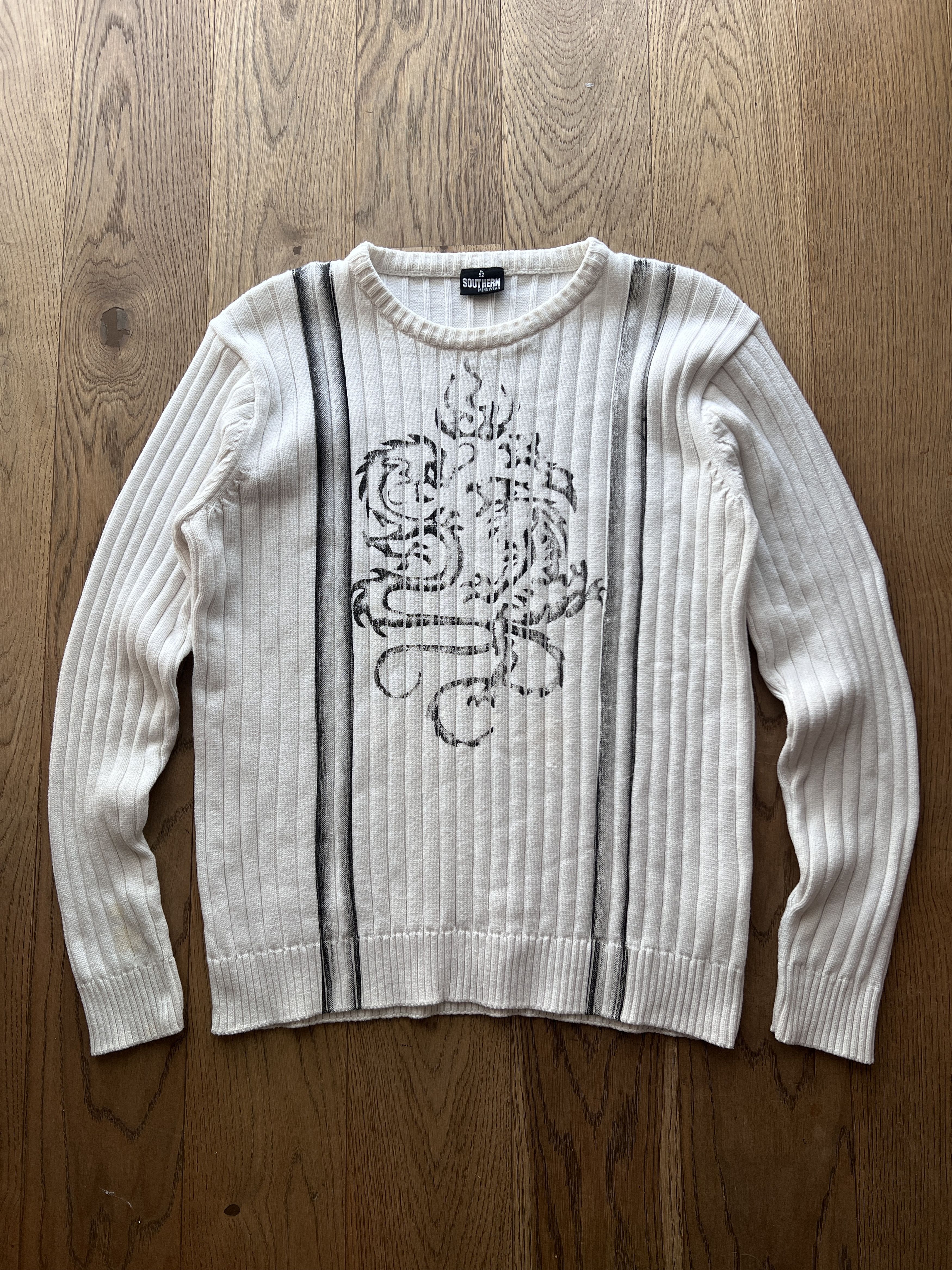 Japanese Brand Japan tribal 2000s Y2K ribbed structure knit sweater dragon Size US L / EU 52-54 / 3 - 3 Thumbnail