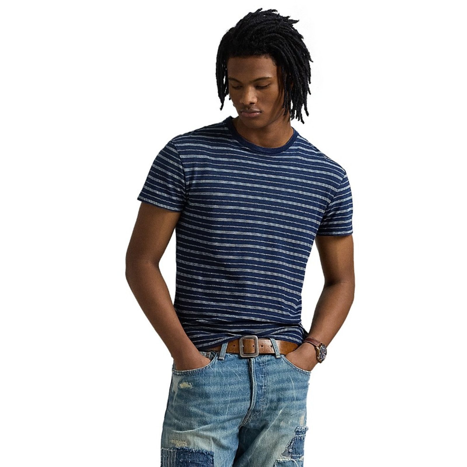 Polo Ralph Lauren Polo Ralph Lauren Classic Fit Striped Cotton Linen Tee Navy Size US XXL / EU 58 / 5 - 3 Thumbnail