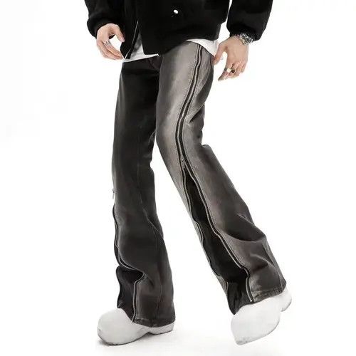 Japanese Brand Miyuki x Riho Split Zipper Baggy Flare Men Jeans Size US 34 / EU 50 - 5 Thumbnail
