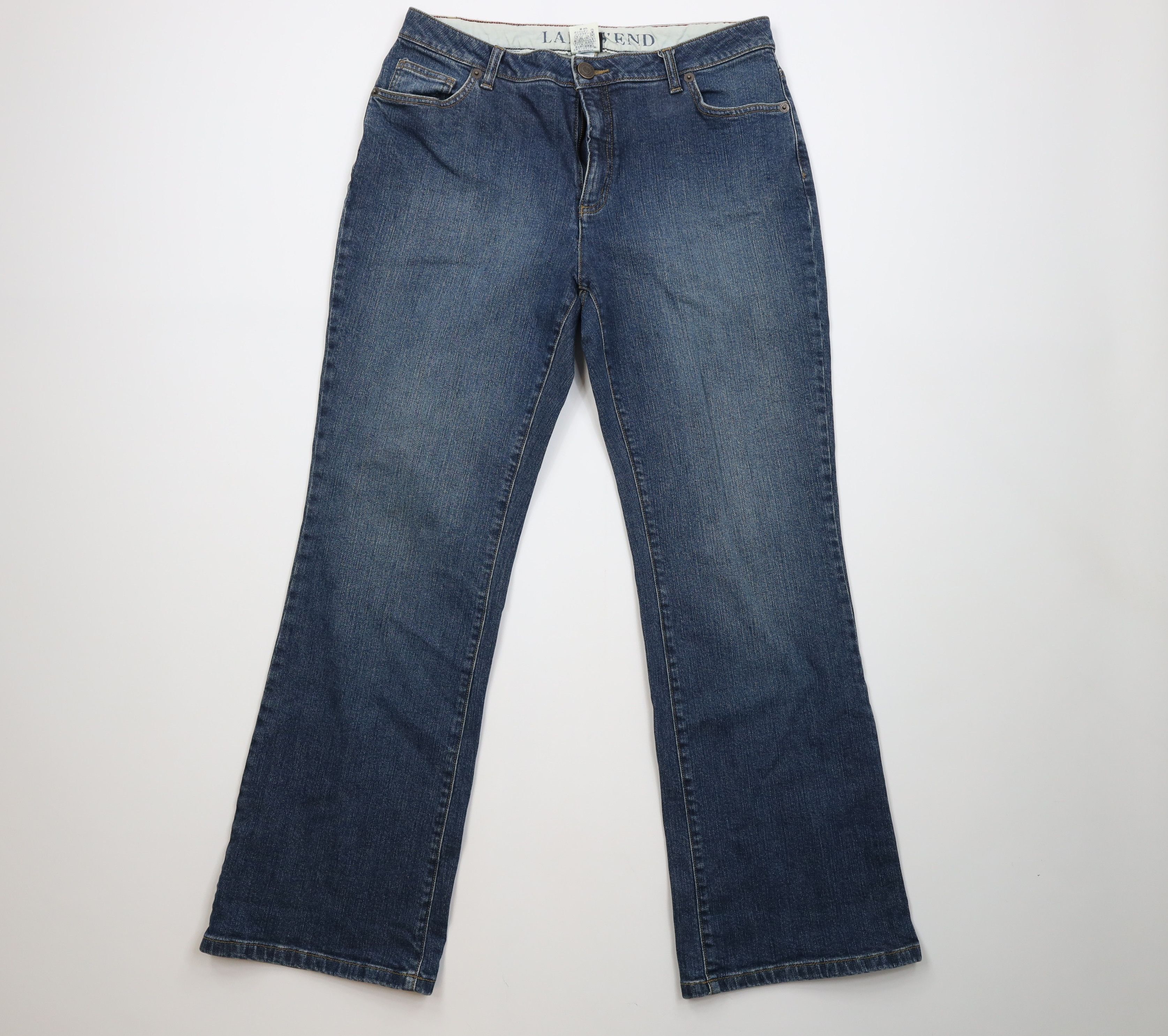 Lands' End Vintage 90s Y2K Lands End Flared Wide Leg Denim Jeans Blue Size 34" / US 12 / IT 48 - 1 Thumbnail