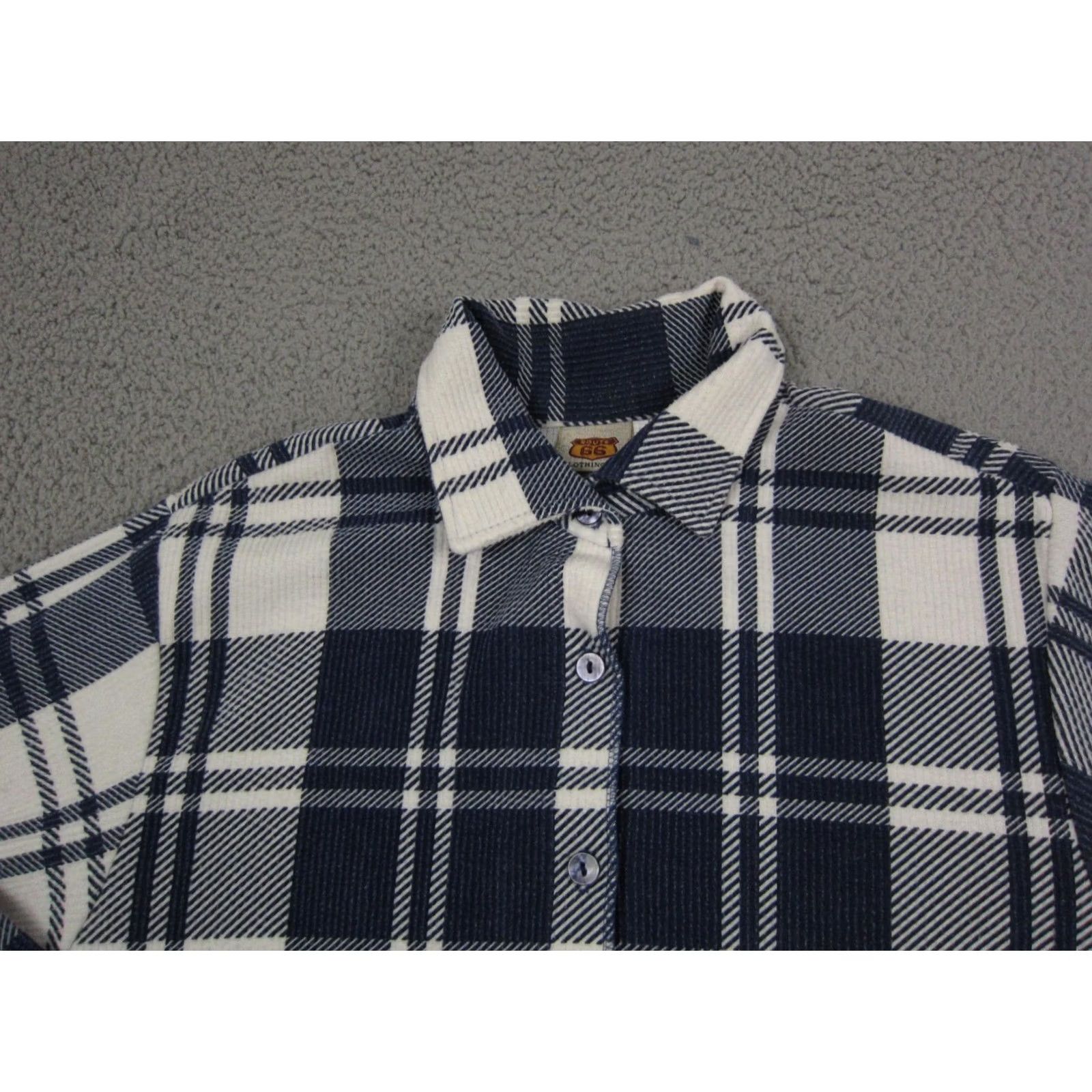 Route 66 VINTAGE Route 66 Shirt Womens Large White Blue Flannel Made in USA Ladies Size L / US 10 / IT 46 - 2 Thumbnail