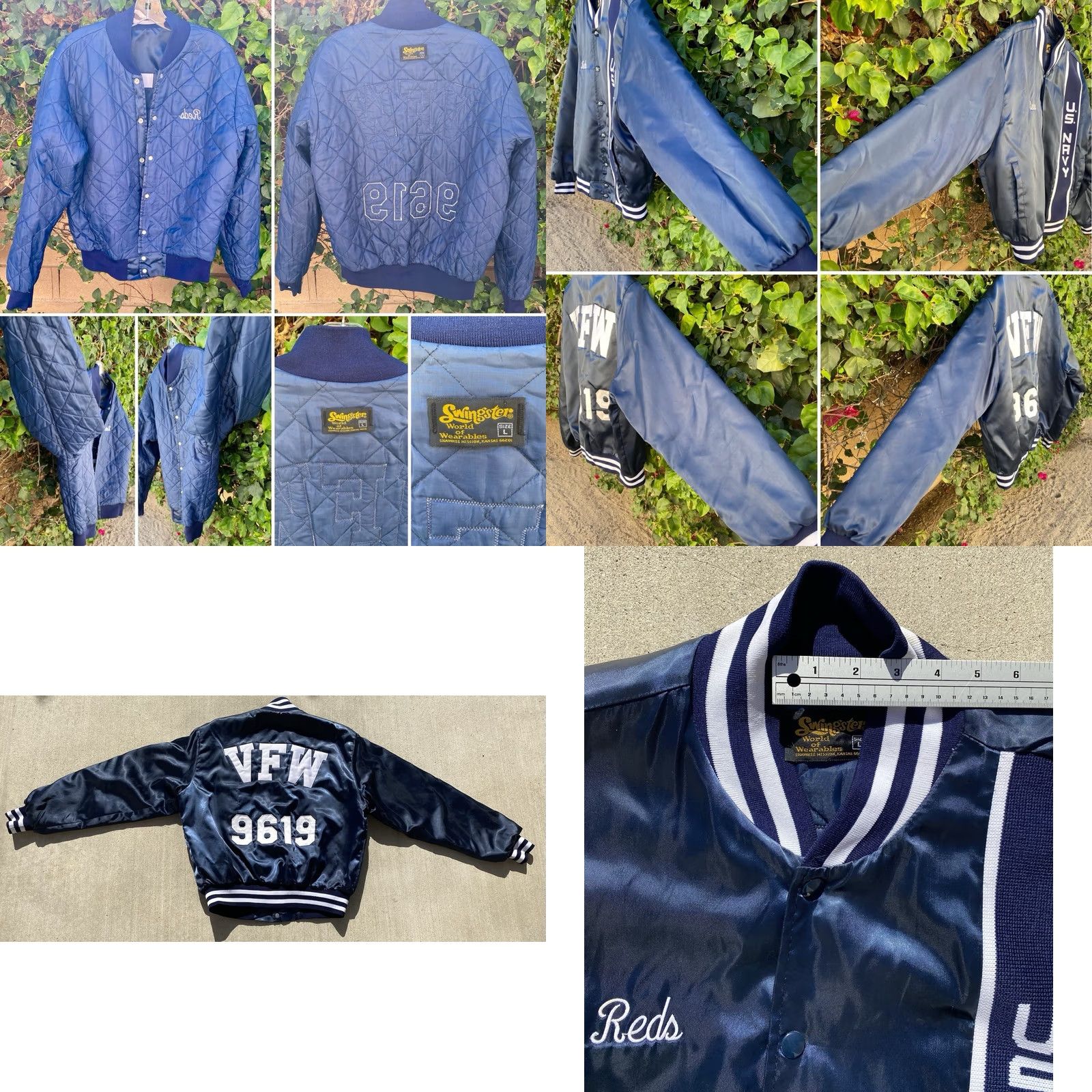 Vintage VINTAGE Swingster Jacket Mens L Red Satin Varsity Embroidered US Navy Reds VFW 9619 Snap Front Knit Ribbed Accent Size US L / EU 52-54 / 3 - 10 Thumbnail