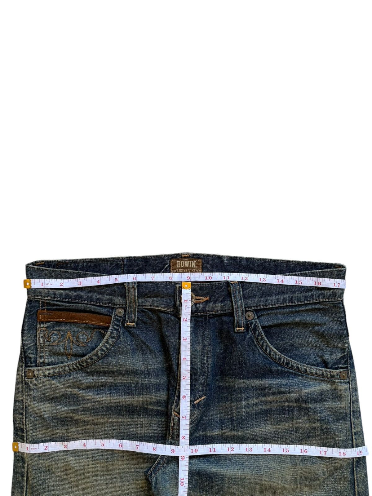 Edwin × Japanese Brand Exclusive Vintage Edwin Japan Mud Wash Distress Loose Jeans Size US 35 - 12 Thumbnail