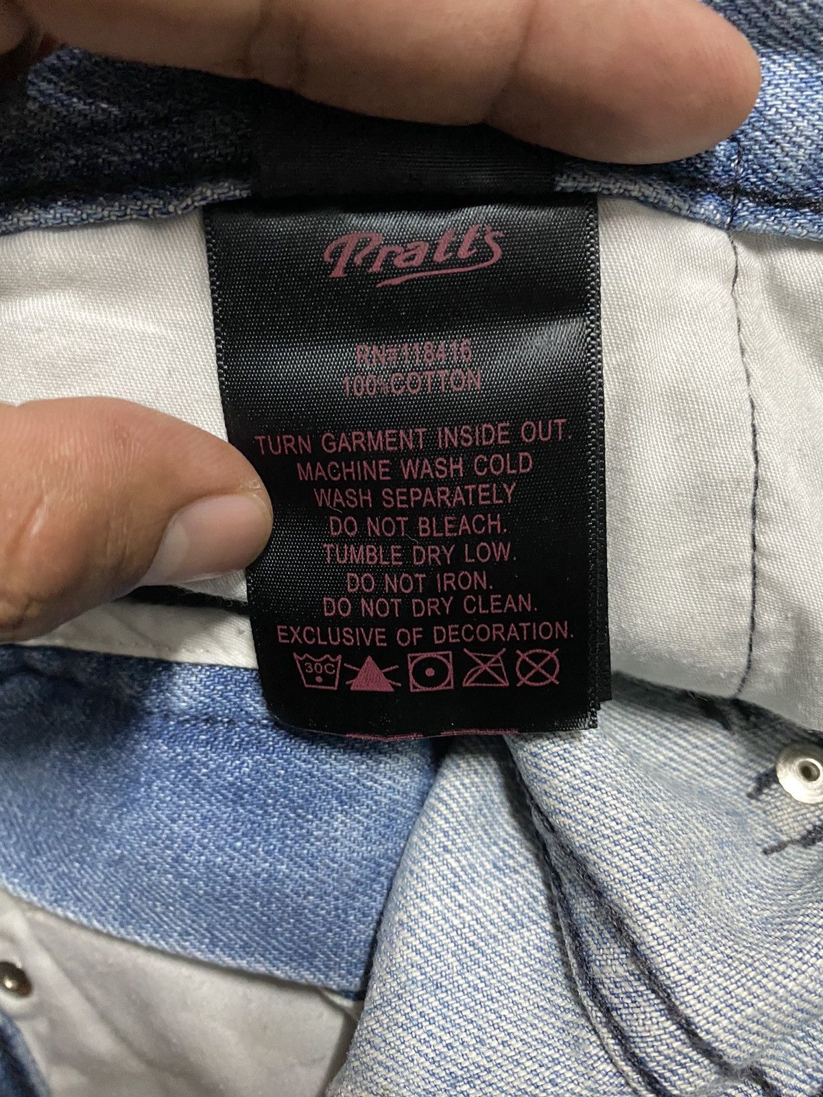 Jean Vintage Pratts Jeans Distressed Wash Blue @act232 Size US 31 - 17 Thumbnail