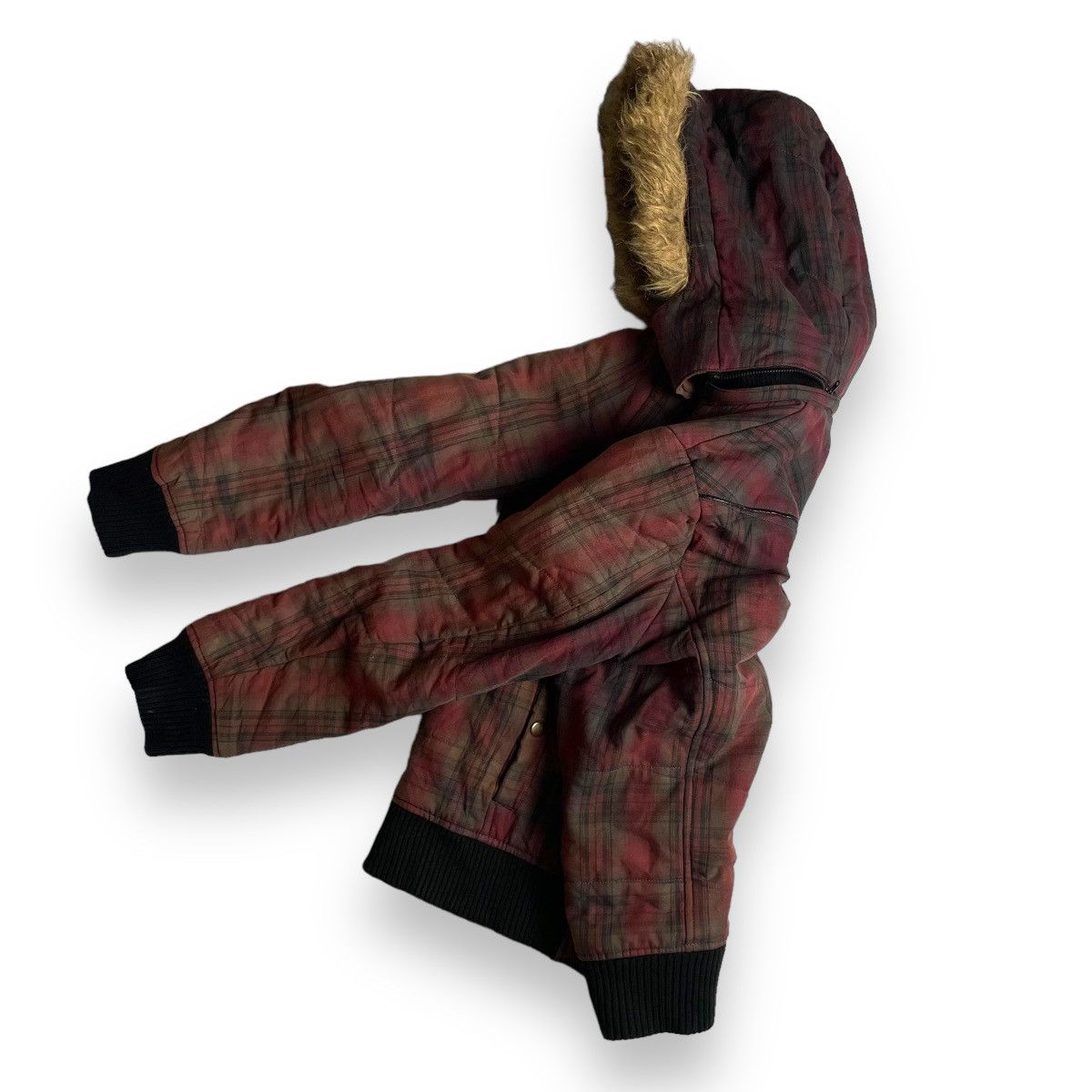 If Six Was Nine × Japanese Brand × Le Grande Bleu (L.G.B.) 🇯🇵 SUN FADED RUSH HOUR TARTAN FUR HOODIE FULL ZIP JACKET Size US L / EU 52-54 / 3 - 15 Thumbnail