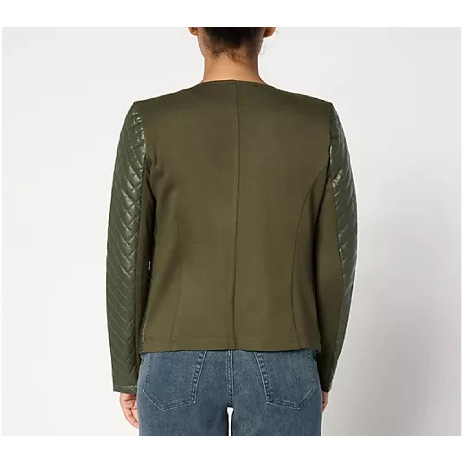 Ever Belle by Kim Gravel Faux Leather & Ponte Zip Jackt S A666951 Size S / US 4 / IT 40 - 3 Thumbnail