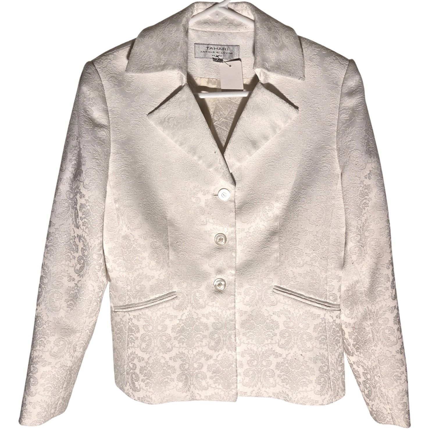Elie Tahari Tahari White Floral Blazer - Women's Petite Size 6 Size M / US 6-8 / IT 42-44 - 2 Thumbnail