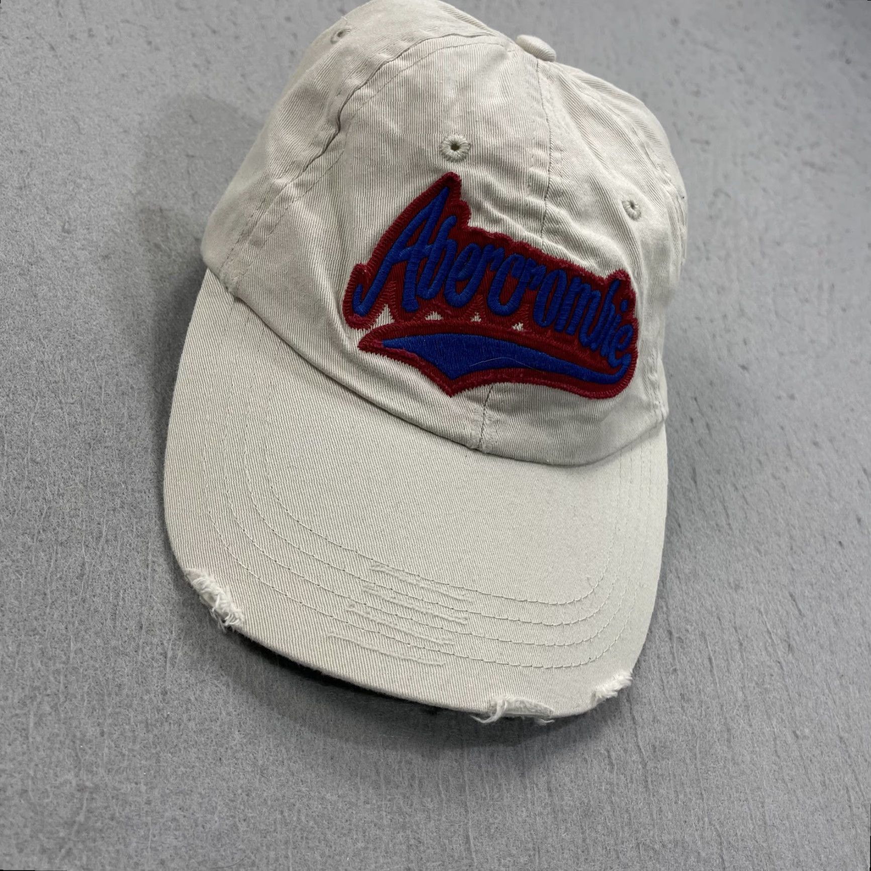 Abercrombie & Fitch VINTAGE Abercrombie & Fitch Hat Adult Beige Script Distressed Dad Cap Logo Y2K Size ONE SIZE - 3 Thumbnail