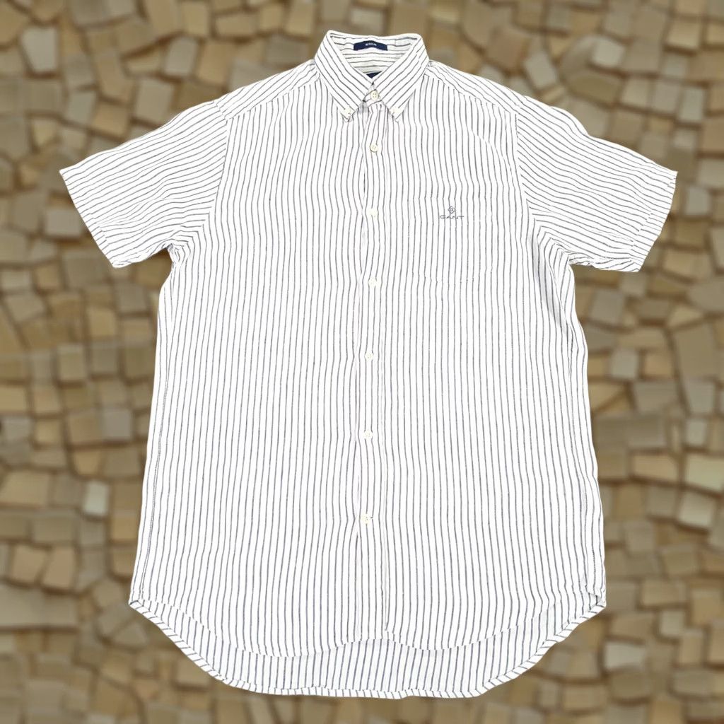 Gant GANT Shirt White S 100% Linen Button-Up Short Sleeve Collared Casual Vintage No Mens Size US S / EU 44-46 / 1 - 1 Thumbnail