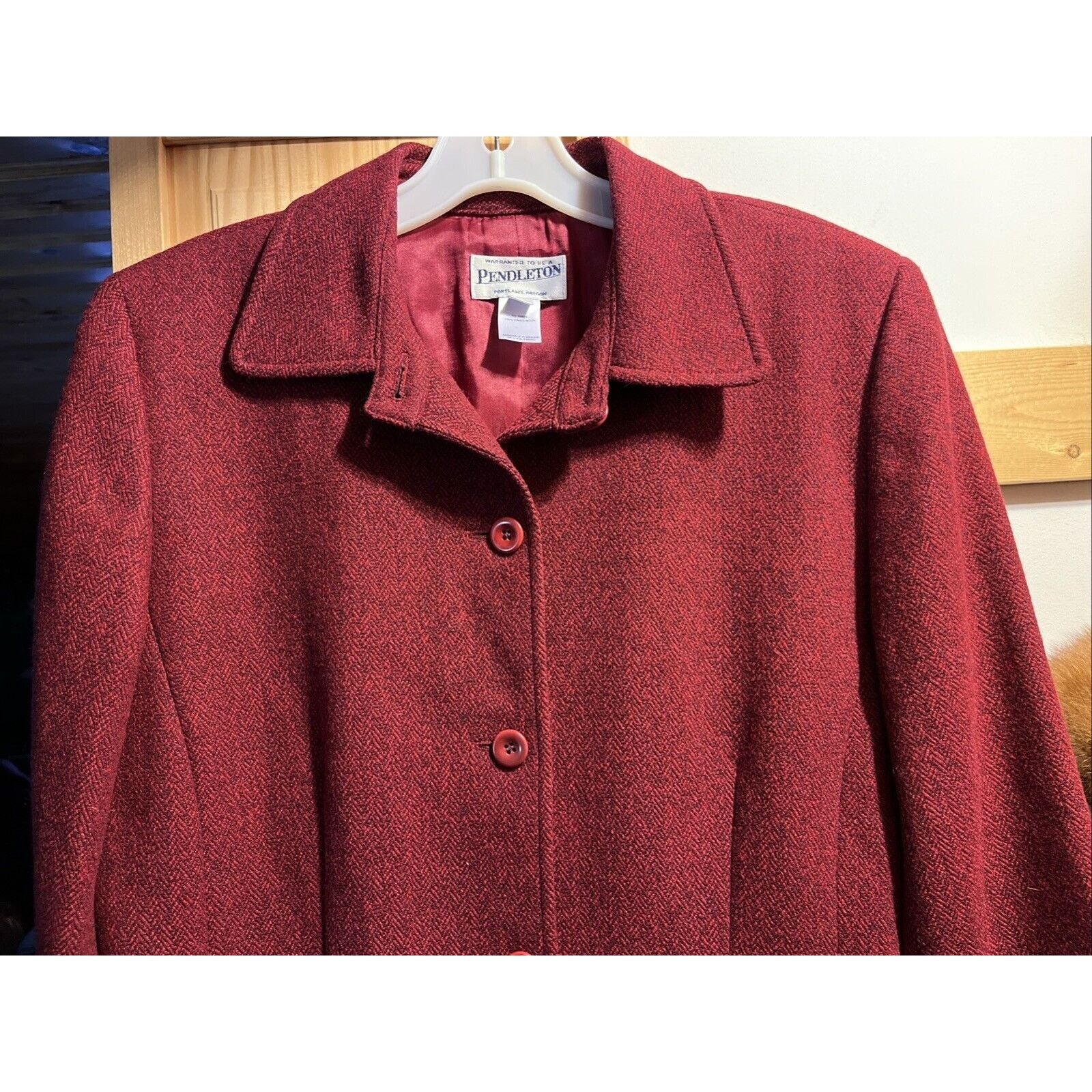 Pendleton Pendleton Women’s Size 12 Red Wool Long Sleeve 5 Button Coat Size XL / US 12-14 / IT 48-50 - 6 Thumbnail