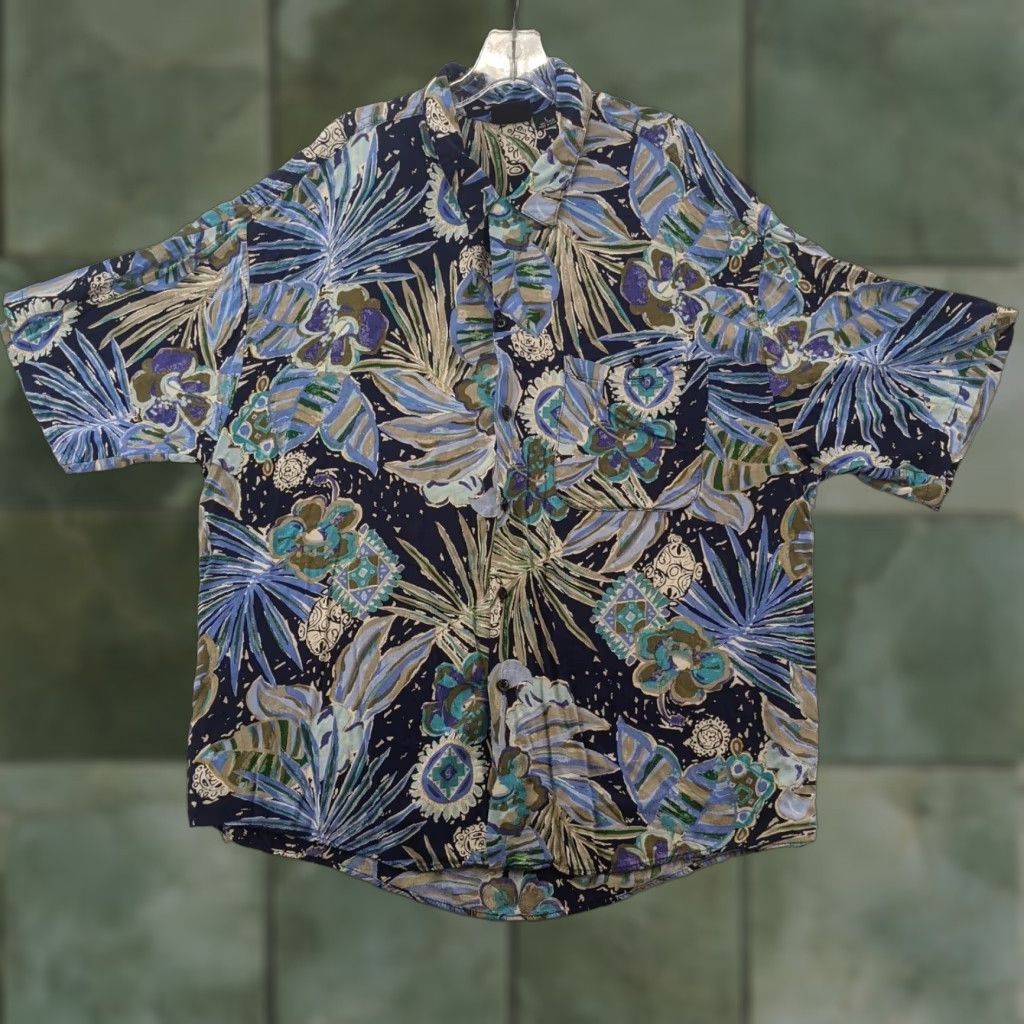 Vintage Bon Homme Men's L Large Hawaiian Print Button Up Tiki Camp Shirt USA Size US L / EU 52-54 / 3 - 1 Thumbnail