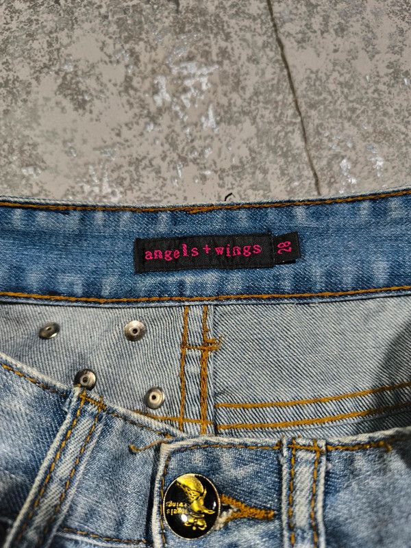 Hysteric Glamour × Miss Sixty Angels+Wings High Waist Studded Distressed Denim Shorts Size 28" / US 6 / IT 42 - 5 Thumbnail
