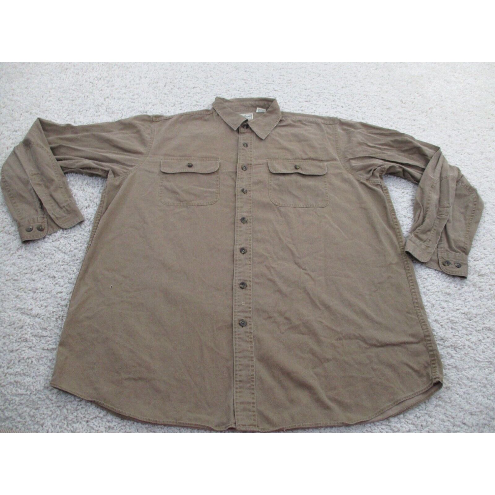 Vintage LL Bean Shirt Mens Extra Large Brown Tall Long Sleeve Chore ...