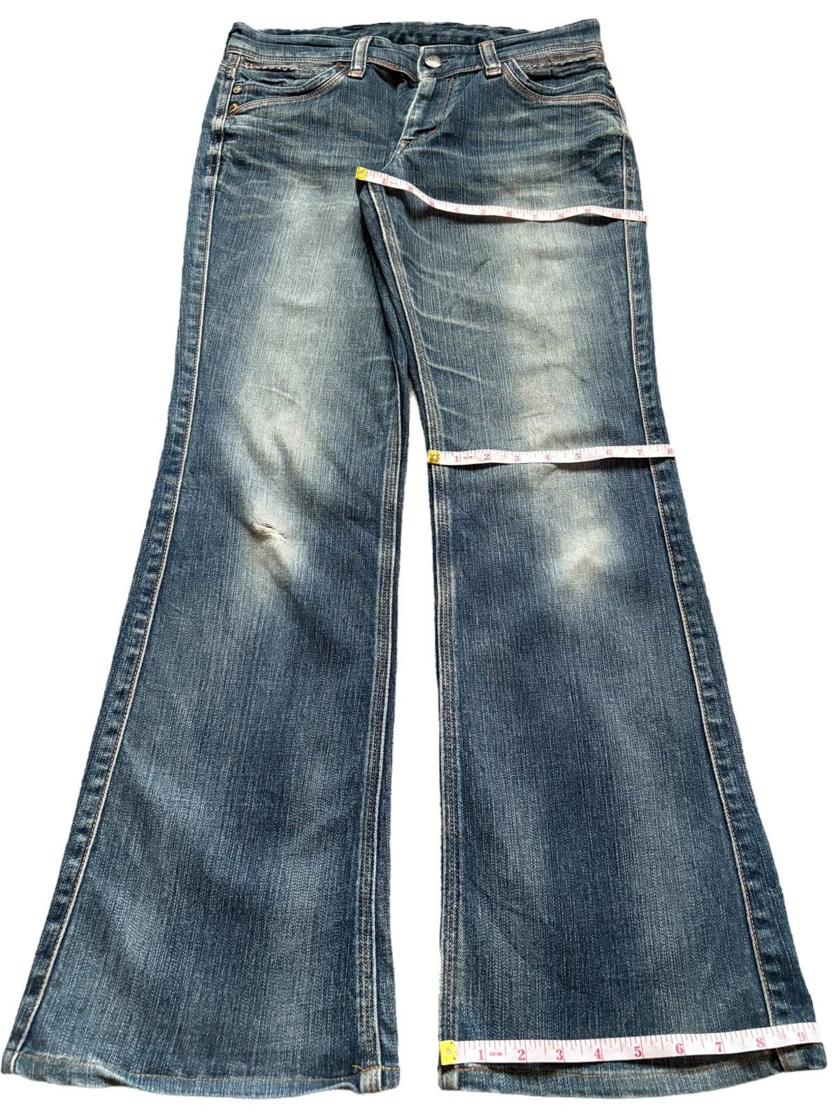 Japanese Brand Vintage Japanese Brand Faded Wash Studded Flare Jeans Size US 31 - 14 Thumbnail