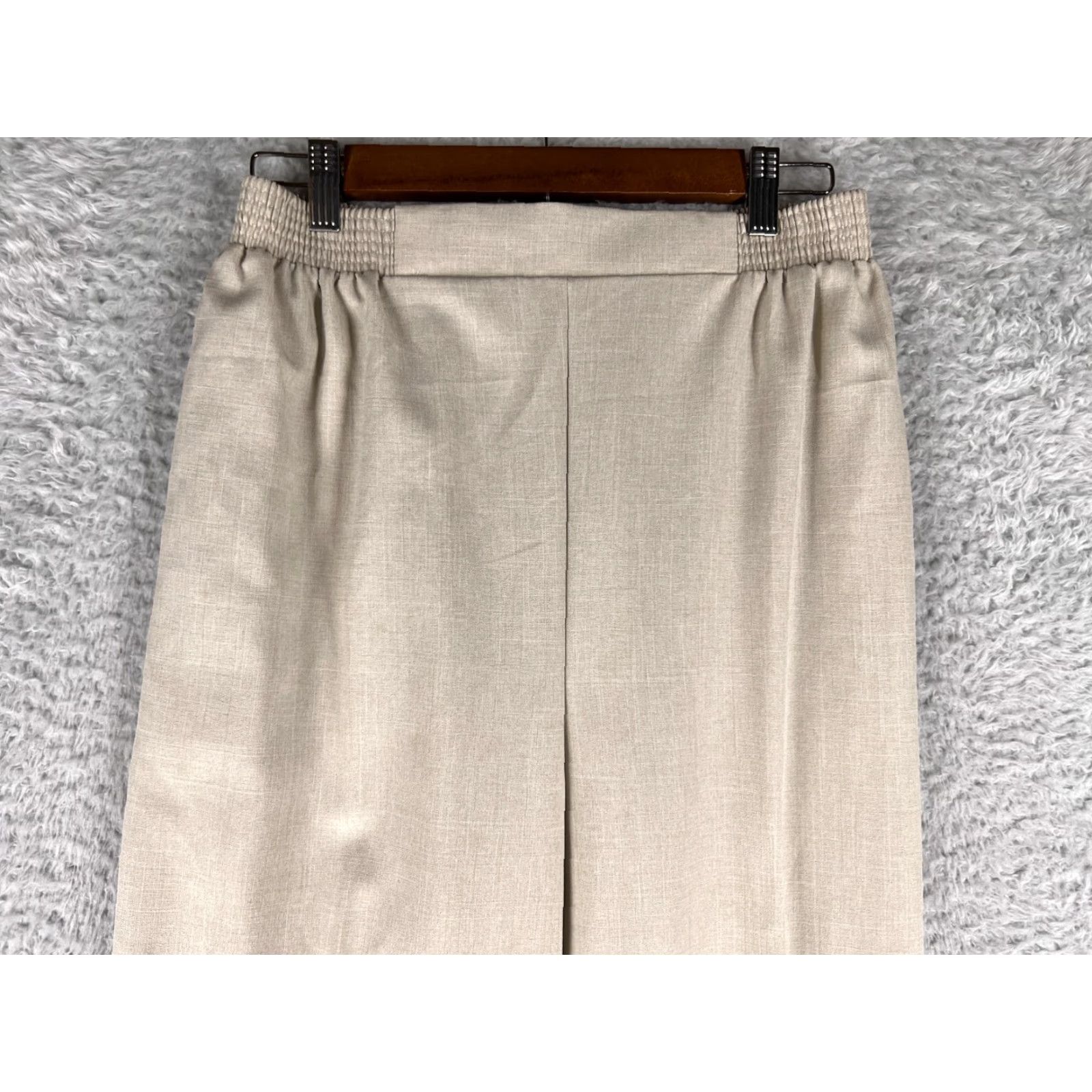 Vintage Bend Over Beige Pants Womens 14 Slim Inseam 29.5" Pleated High Rise Polyester USA Made Casual Modern Size 36" / US 14 / IT 50 - 3 Thumbnail
