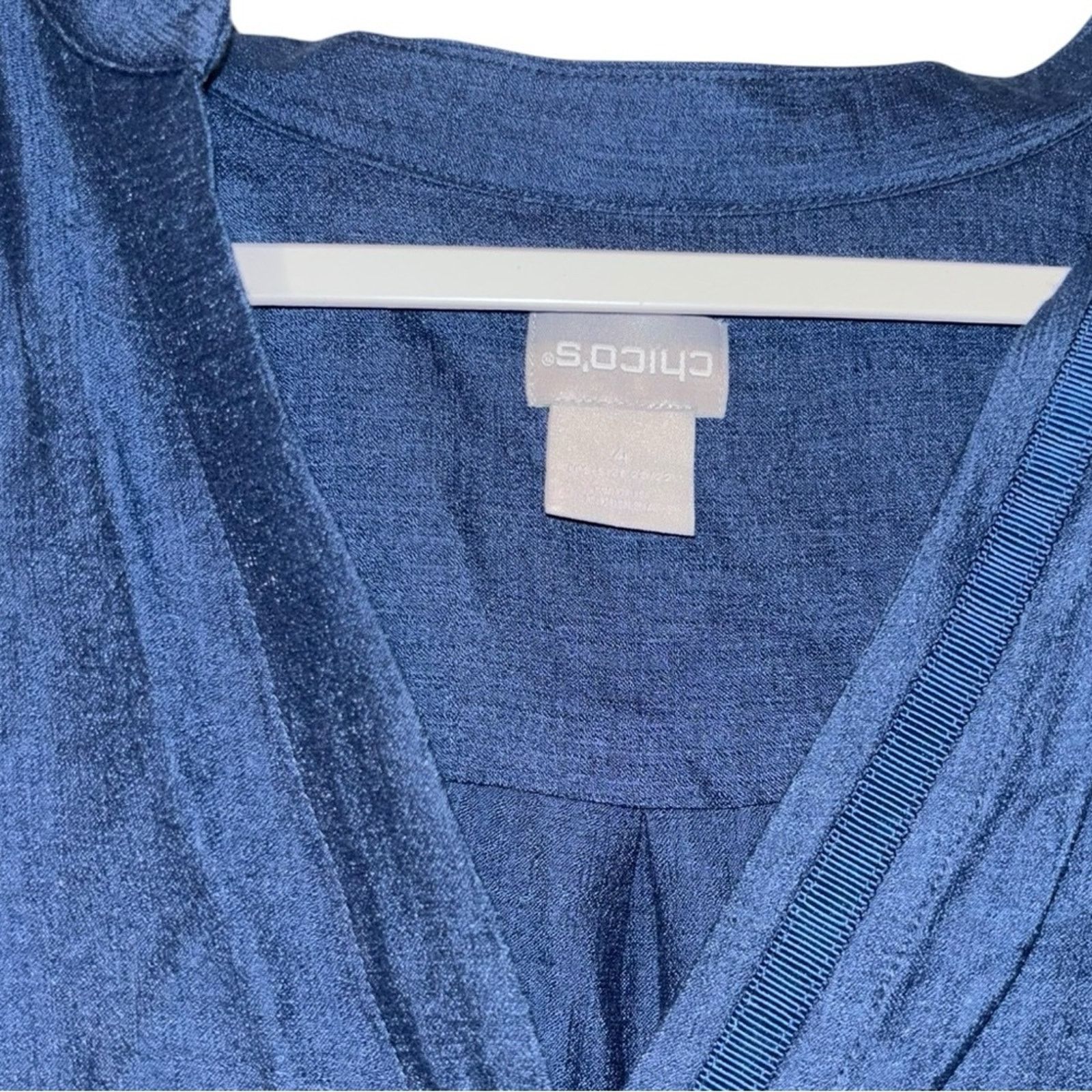 Chicos Chico’s Plus Size Blue Linen Blend Travel Dress Size 3XL / US 20-22 - 4 Thumbnail