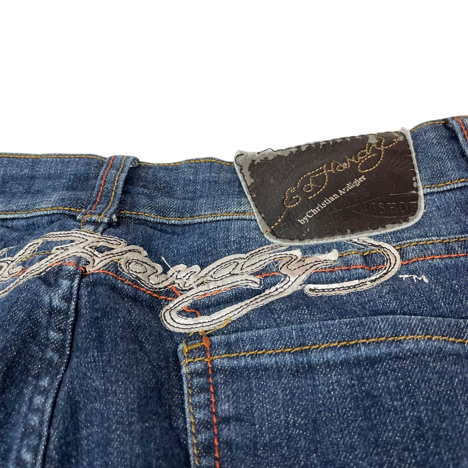 Ed Hardy × Vintage Ed Hardy Women's Blue Cotton Beaded Mid-Rise Denim Shorts 28 Size 28" / US 6 / IT 42 - 2 Thumbnail