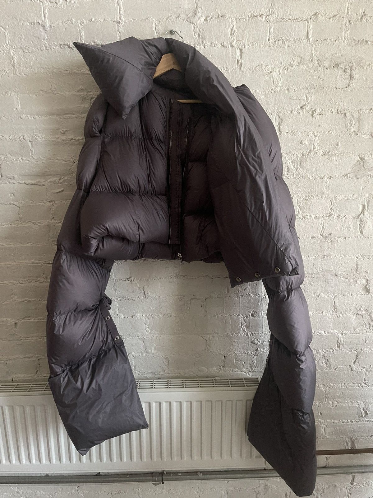 image of Rick Owens Babel Cropped Puffer in Purple, Men's (Size Medium)