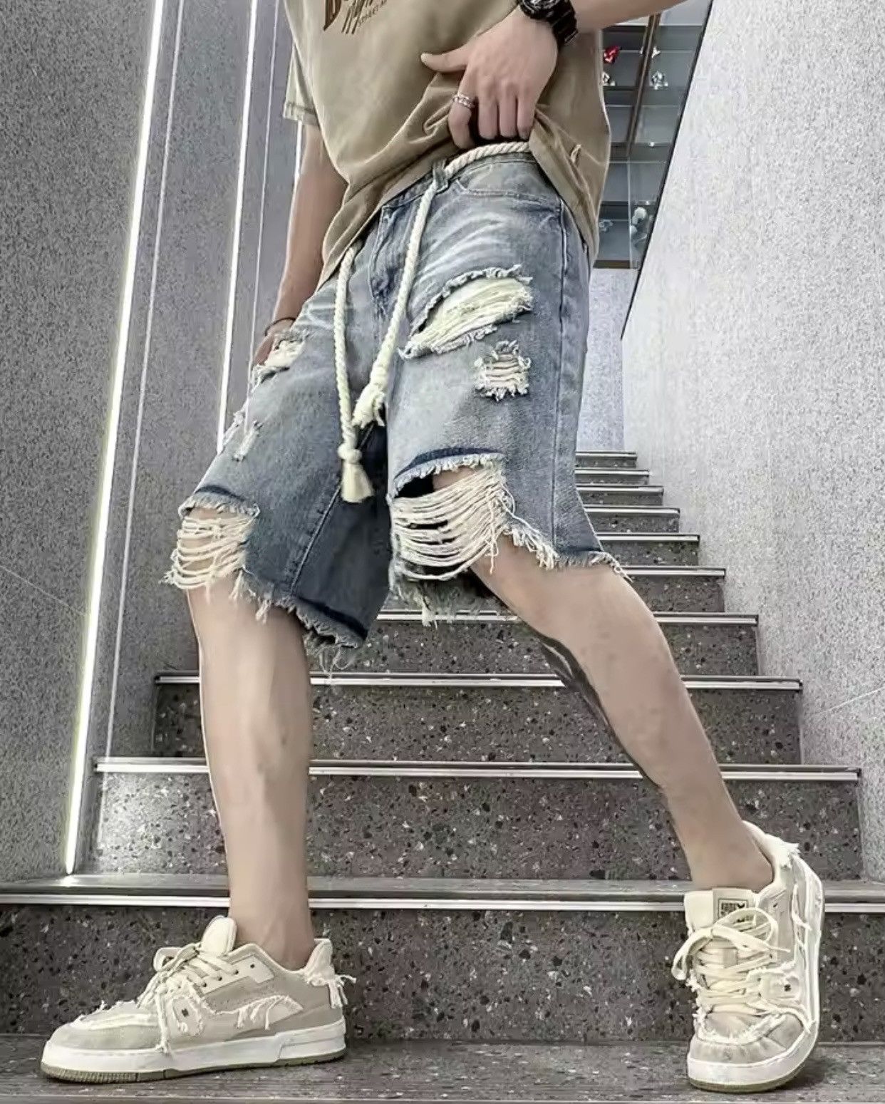 Jean × Vintage Summer Stretchy Denim Shorts Jeans Size US 40 / EU 56 - 4 Thumbnail