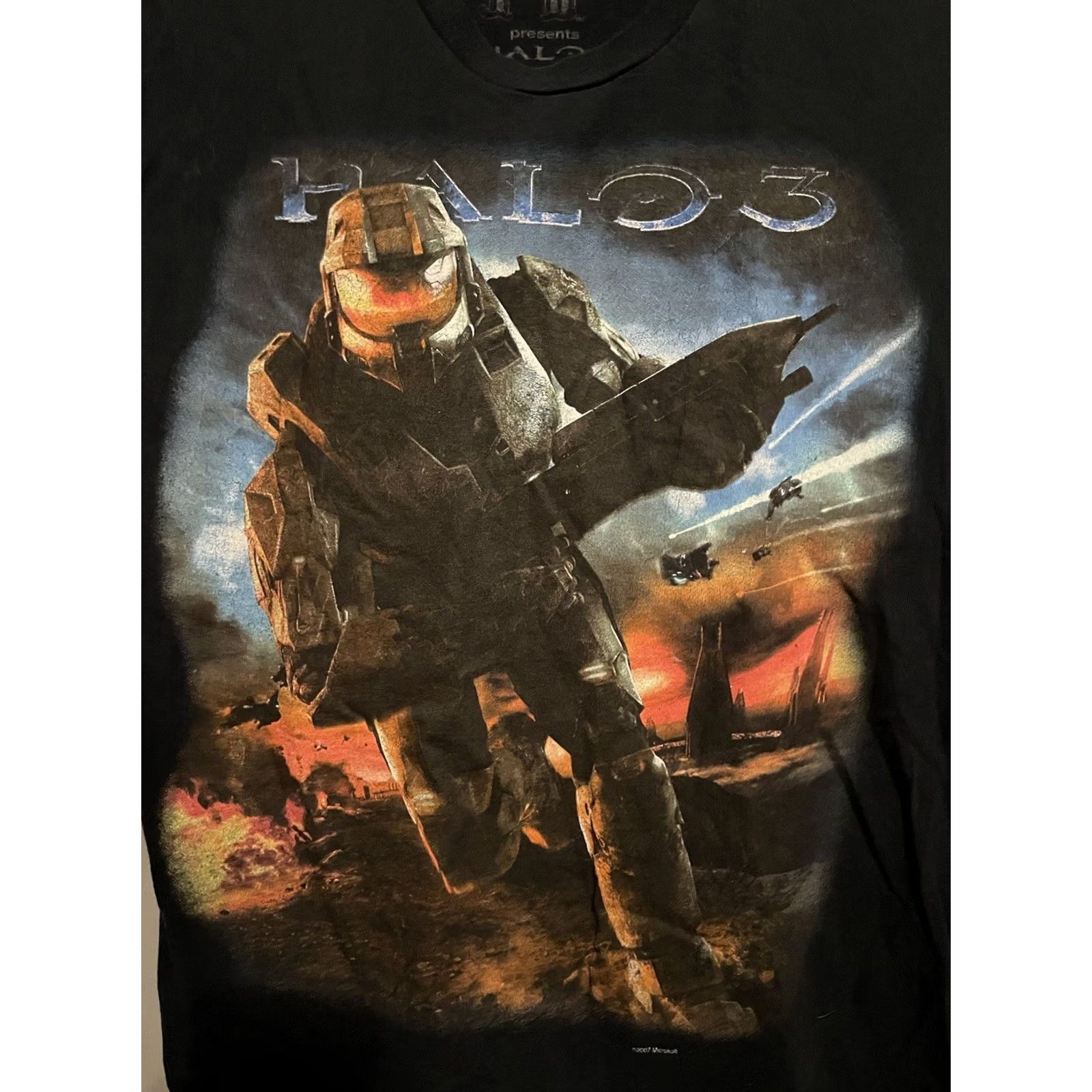 Halo Vtg Halo 3 Video Game Promo T-Shirt Size L Black Xbox Microsoft Massive Fine C249 MF Men Short Sleeve Crew Neck Graphic Print Logo 2000s Geek Size US L / EU 52-54 / 3 - 2 Thumbnail