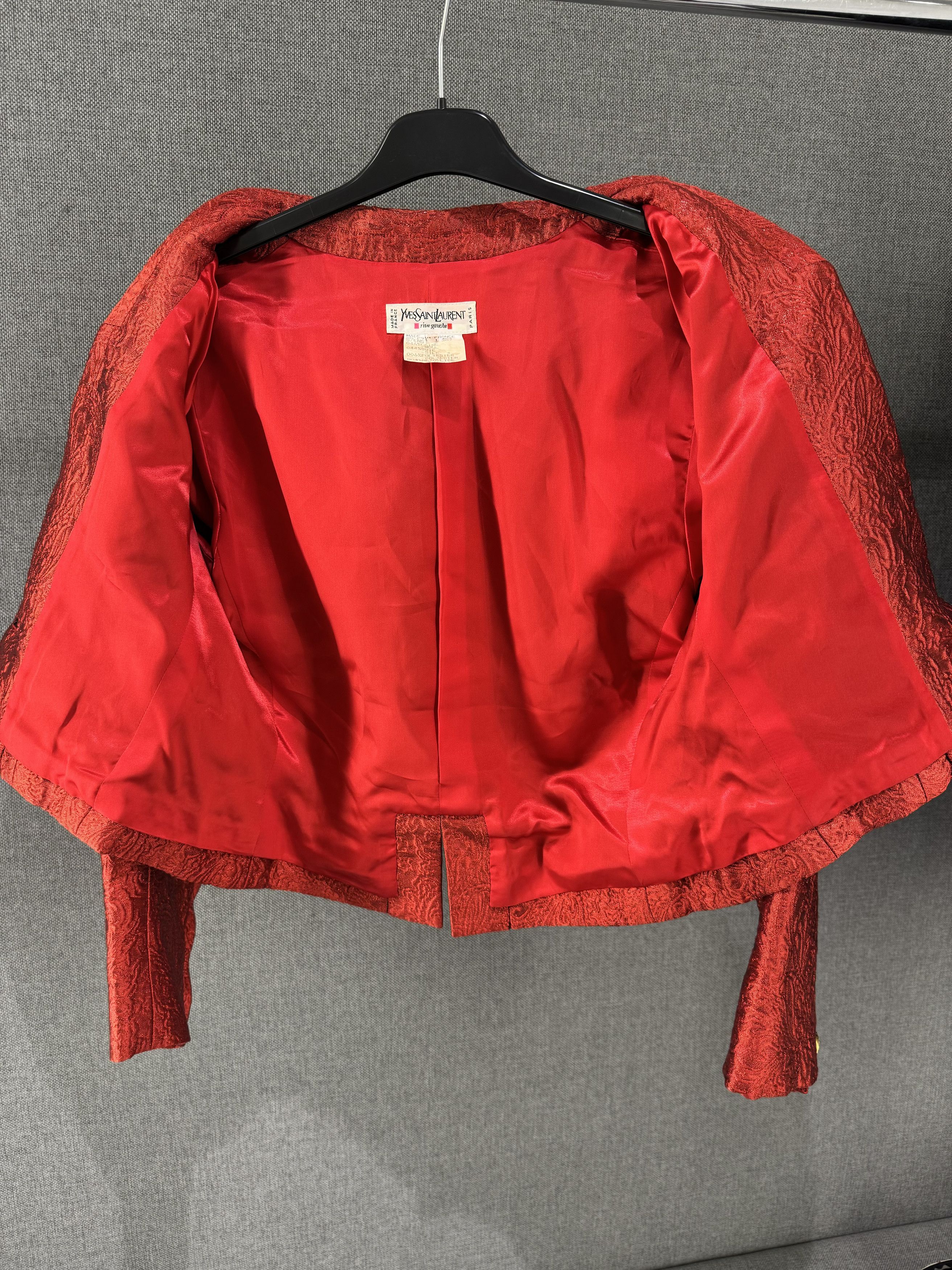 Yves Saint Laurent Yves Saint Laurent Rive Gauche Red Brocade Jacket Size XL / US 12-14 / IT 48-50 - 9 Thumbnail