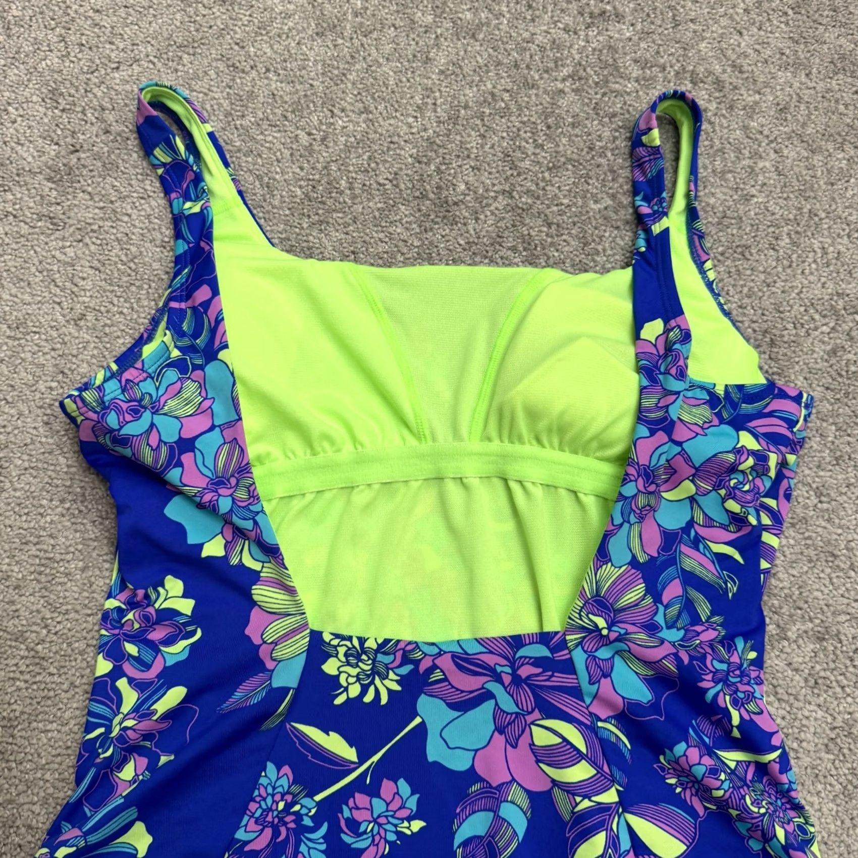 Nike Nike One Piece Swimsuit Women Large Blue Floral Backless Padded Beachwear Summer Size ONE SIZE - 4 Thumbnail