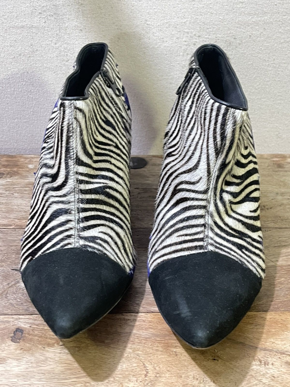 Haider Ackermann SS16 Zebra Ponyhair and Blue Suede Flame Booties Size US 11 / IT 41 - 8 Thumbnail