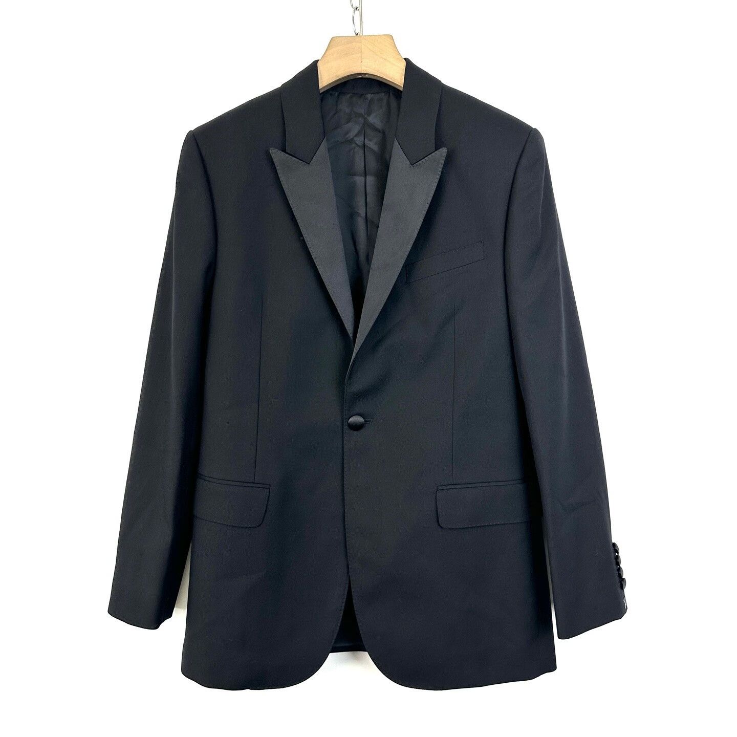 Celine Celine Women's Black Satin Peak Lapel Blazer Size XXS / US 00 / IT 34 - 1 Thumbnail