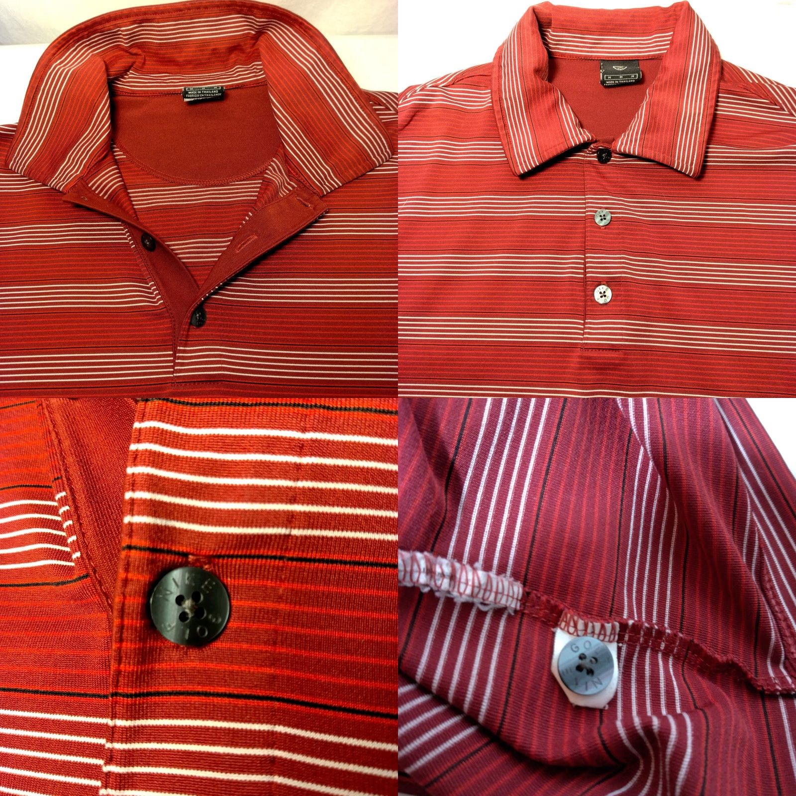 Nike VINTAGE Nike Golf Dri Fit UV Polo Shirt Striped Short Sleeve Maroon White Nike Golf Men M Regular Size Polyester Stretch UV Protection Size US M / EU 48-50 / 2 - 8 Thumbnail