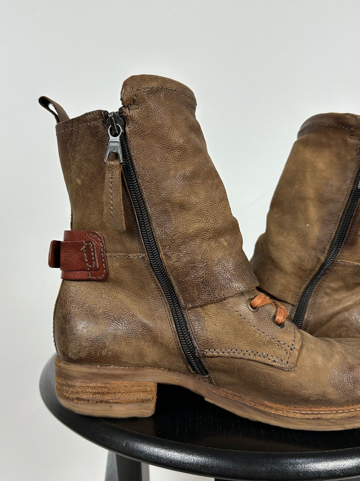 A.S.98 A.S.98. Airstep Brown Leather Biker Ankle Boots Size US 7 / IT 37 - 16 Thumbnail