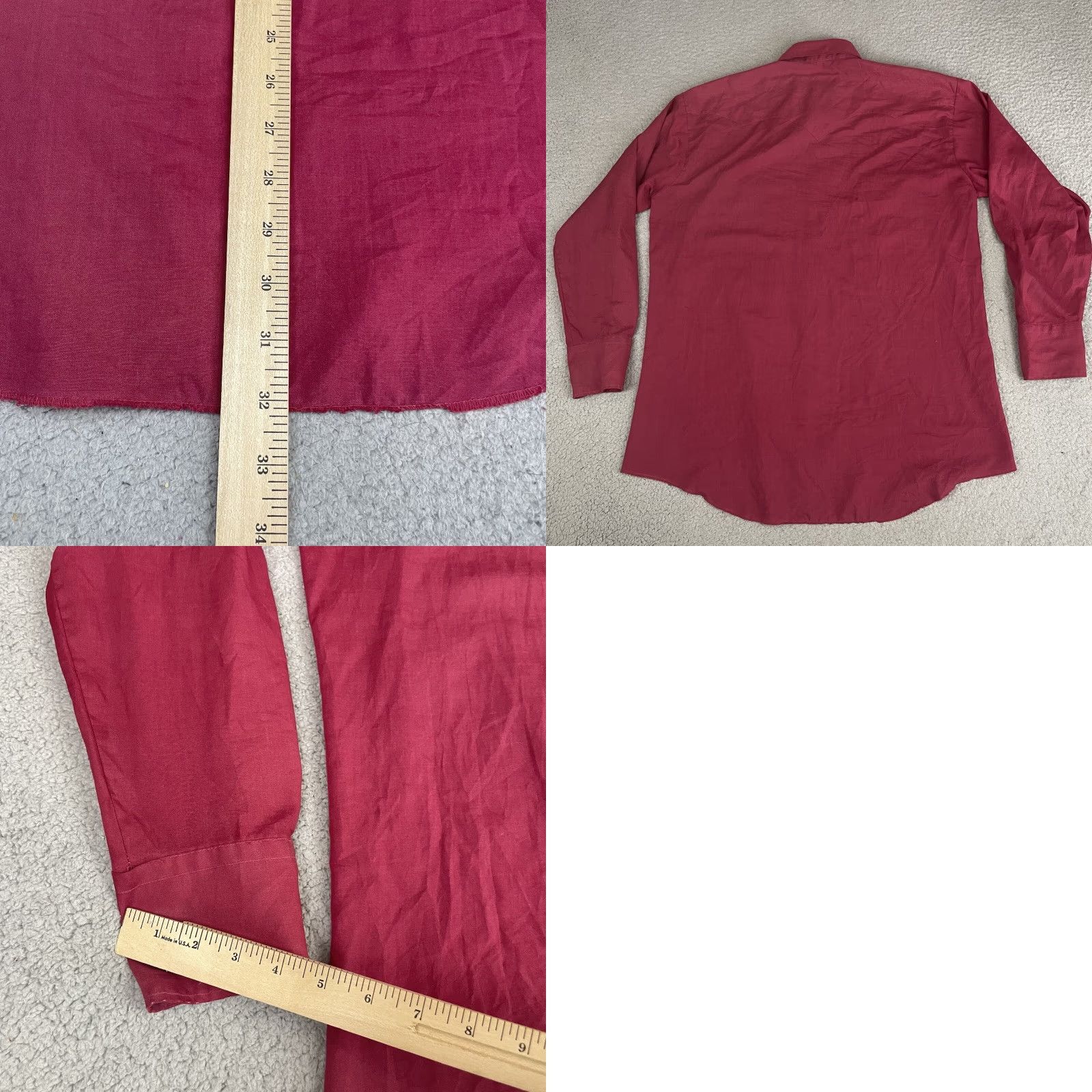 Vintage VINTAGE Western Pearl Snap Shirt Red 60s 70s Cotton Polyester Blend Long Sleeve Cowboy Rodeo Ranch Mens XL snap collar pockets Size US XL / EU 56 / 4 - 9 Thumbnail