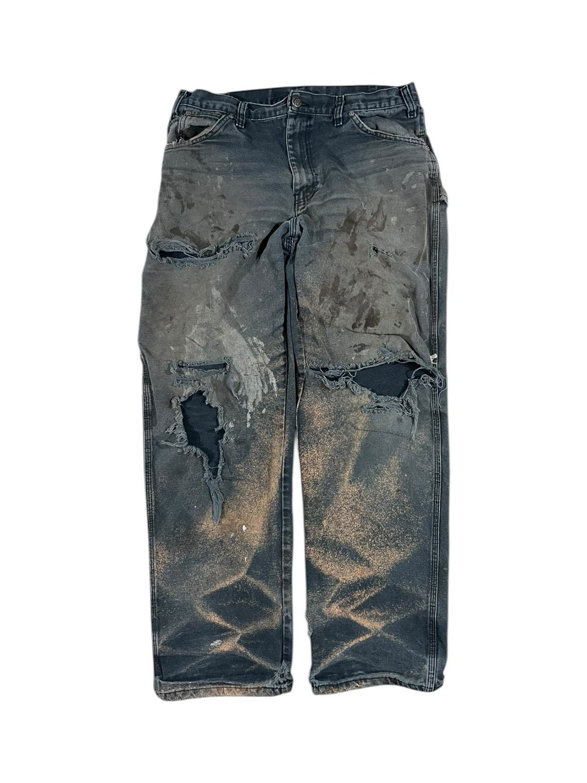Dickies Vintage Dickies Canvas Work Pants Faded Distressed Black Size US 34 / EU 50 - 1 Thumbnail