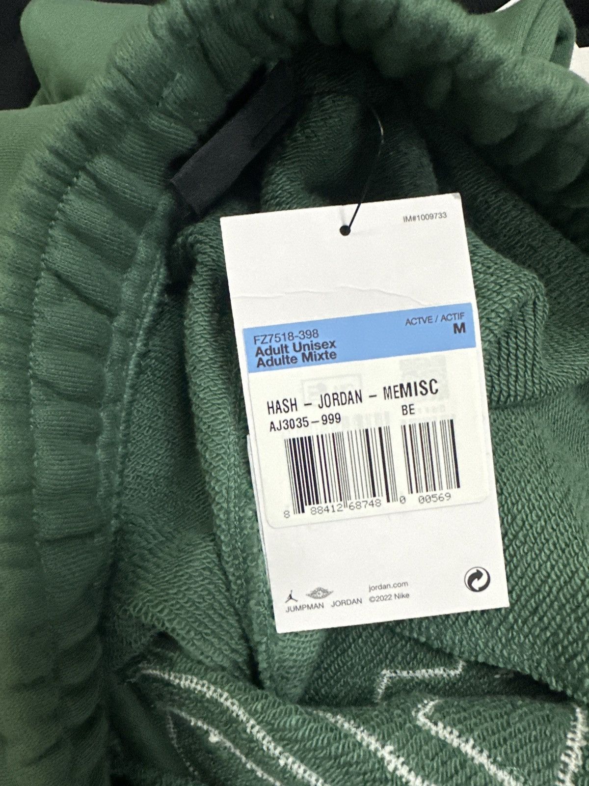 Jordan x Nina Chanel green pants very rare logo 23 size:M,L