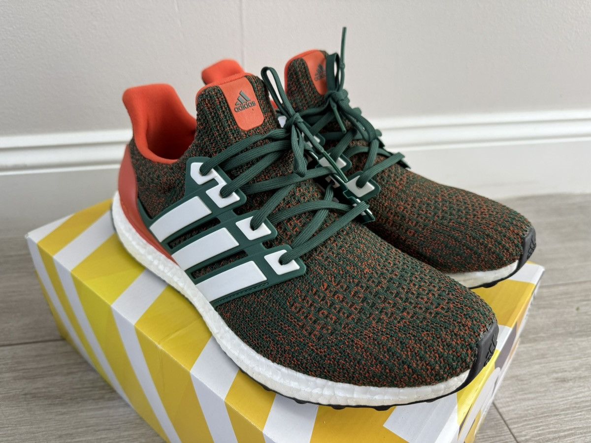 Adidas ADIDAS UltraBoost 4.0 Miami Hurricanes Green White Orange 12 Size US 12 / EU 45 - 4 Thumbnail