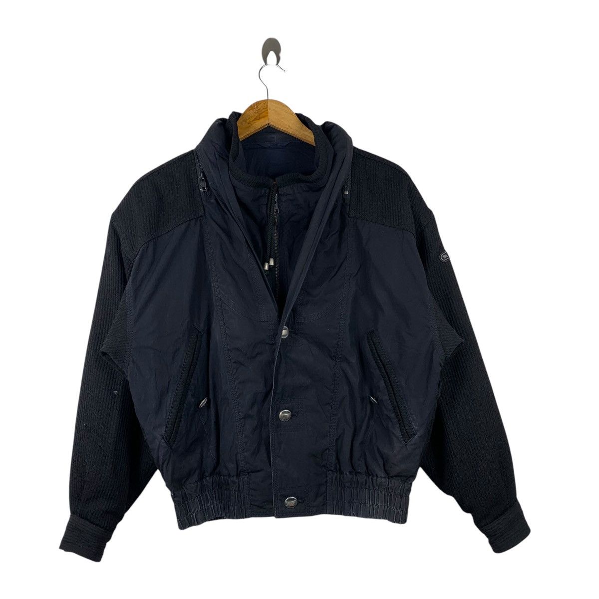Vintage Vintage BLACK PIA Motorsport Double Collar Bomber Jacket Size US S / EU 44-46 / 1 - 1 Thumbnail