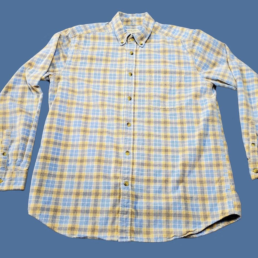 The Territory Ahead Territory Ahead Shirt Mens Large Blue Yellow Plaid Corduroy Long Sleeve Button Up Size US L / EU 52-54 / 3 - 1 Thumbnail