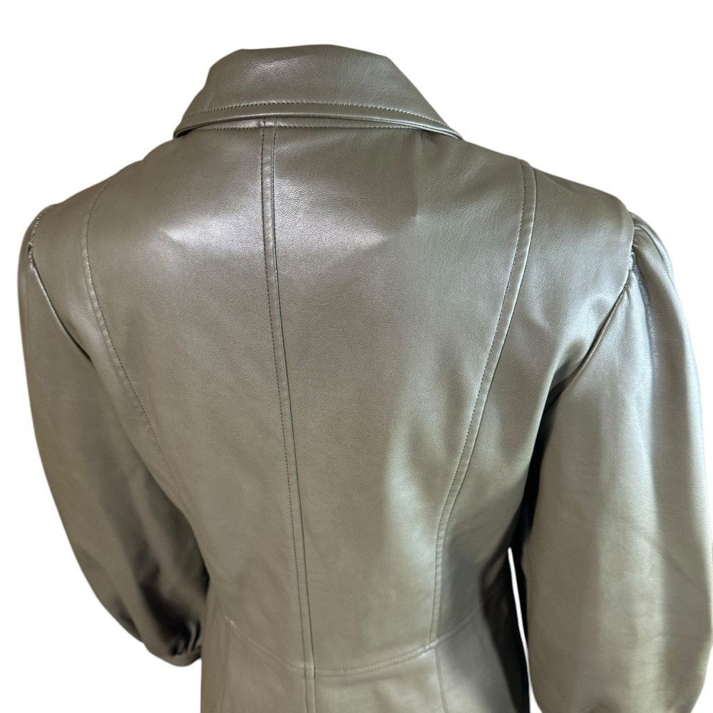 Topshop Topshop Faux Leather Olive Mini Shirtdress US 6 Size M / US 6-8 / IT 42-44 - 9 Thumbnail