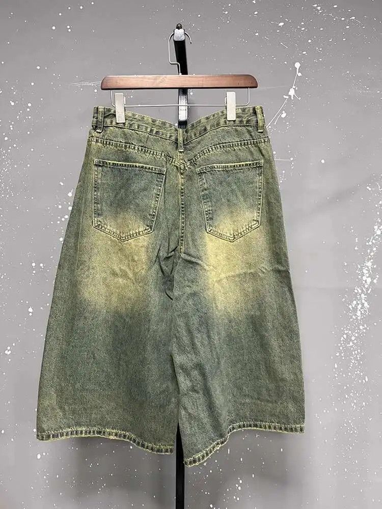Japanese Brand Straight Denim Shorts American Style Worn-out Design Wide Size US 30 / EU 46 - 2 Thumbnail