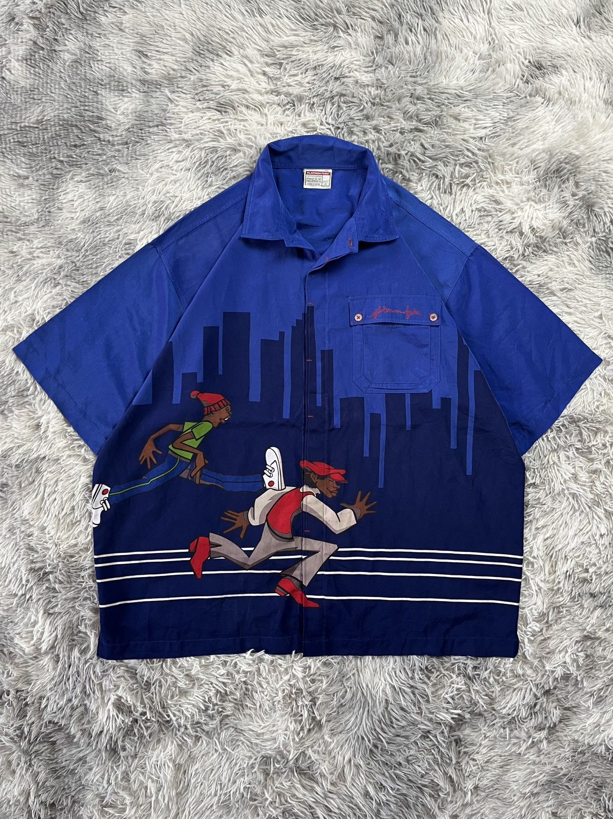 Fubu Rare FUBU Platinum Fat Albert Button Up Royal Blue Shirt Size US XXL / EU 58 / 5 - 6 Thumbnail